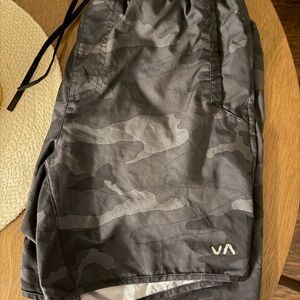 RVCA Men's Black Camo Shorts